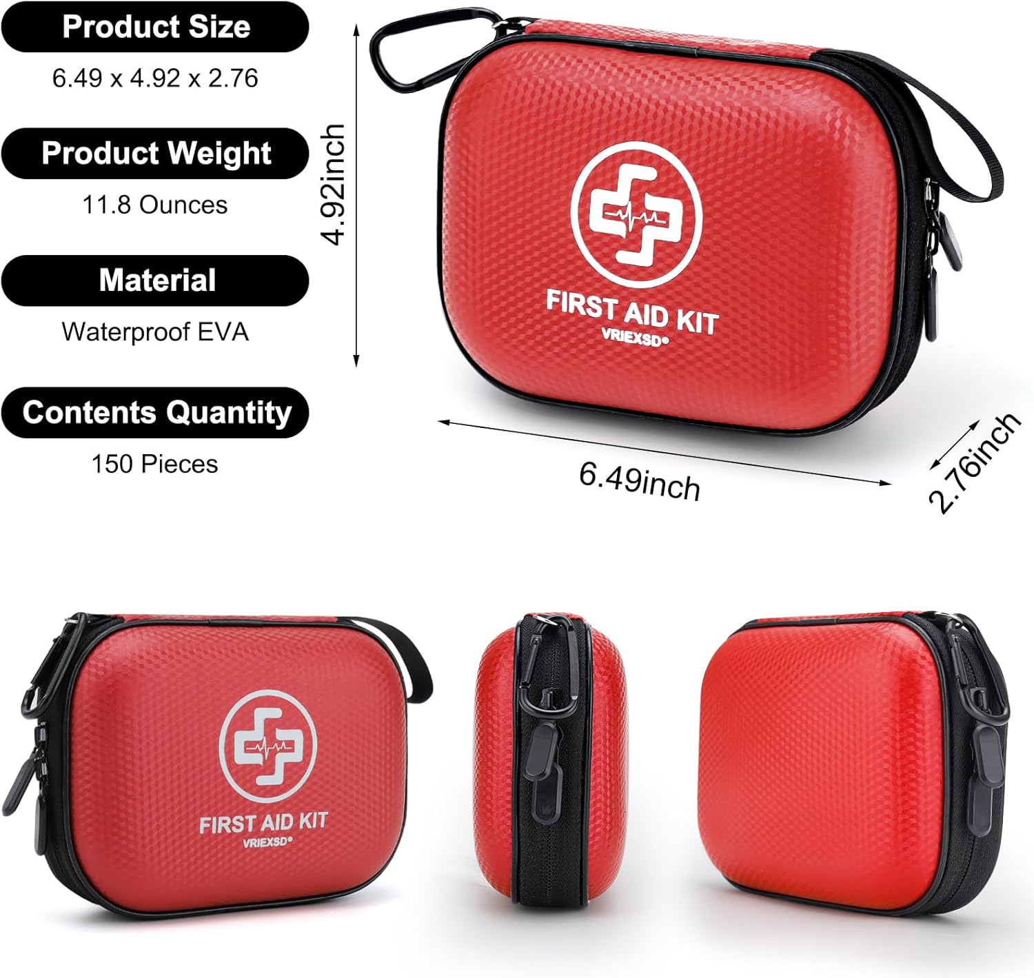 Compact hard-shell first-aid kit (150-pc)