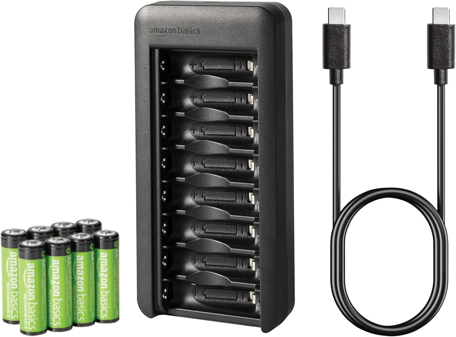 Amazon Basics rechargeable AA + USB-C charger
